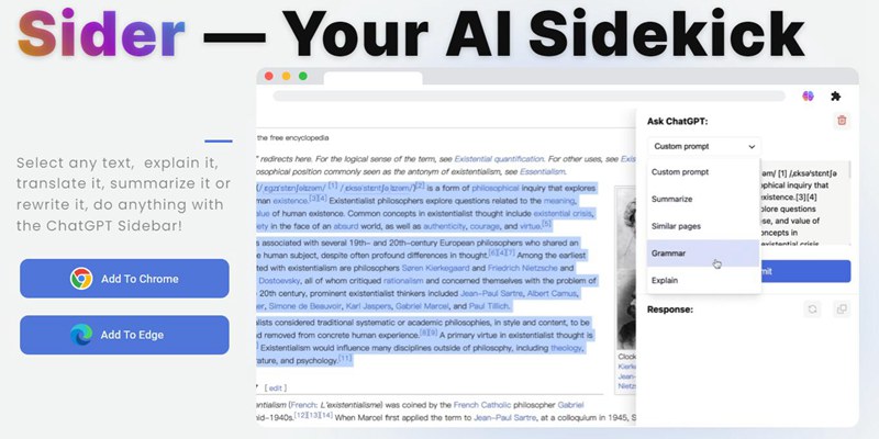 ChatGPT侧边栏！浏览器插件「Sider」，让你无需打开网页即可使用ChatGPT