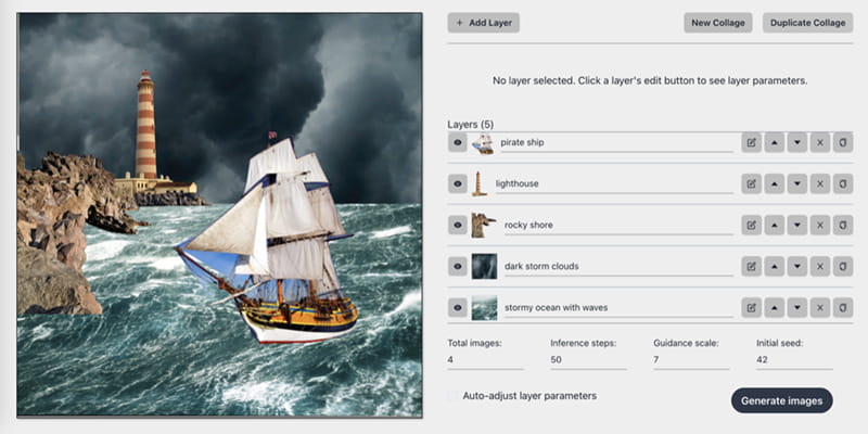 取代Photoshop？AI拼图工具「Collage Diffusion UI」，将各元素图片自然拼贴为一张大图