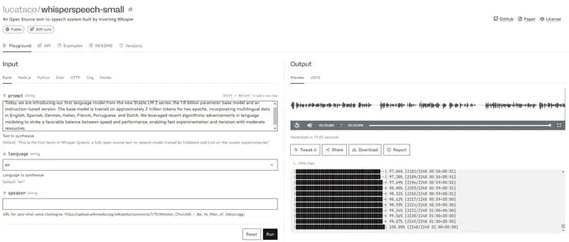 开源的文本到语音系统 WhisperSpeech 开源的文本到语音系统 WhisperSpeech