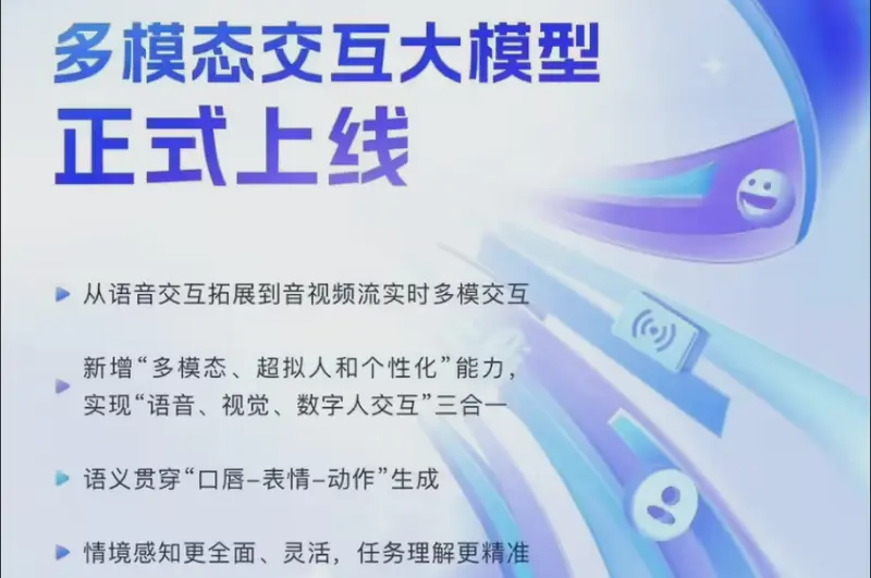 讯飞星火多模态交互大模型正式上线，数字人、语音、视觉支持一键调用